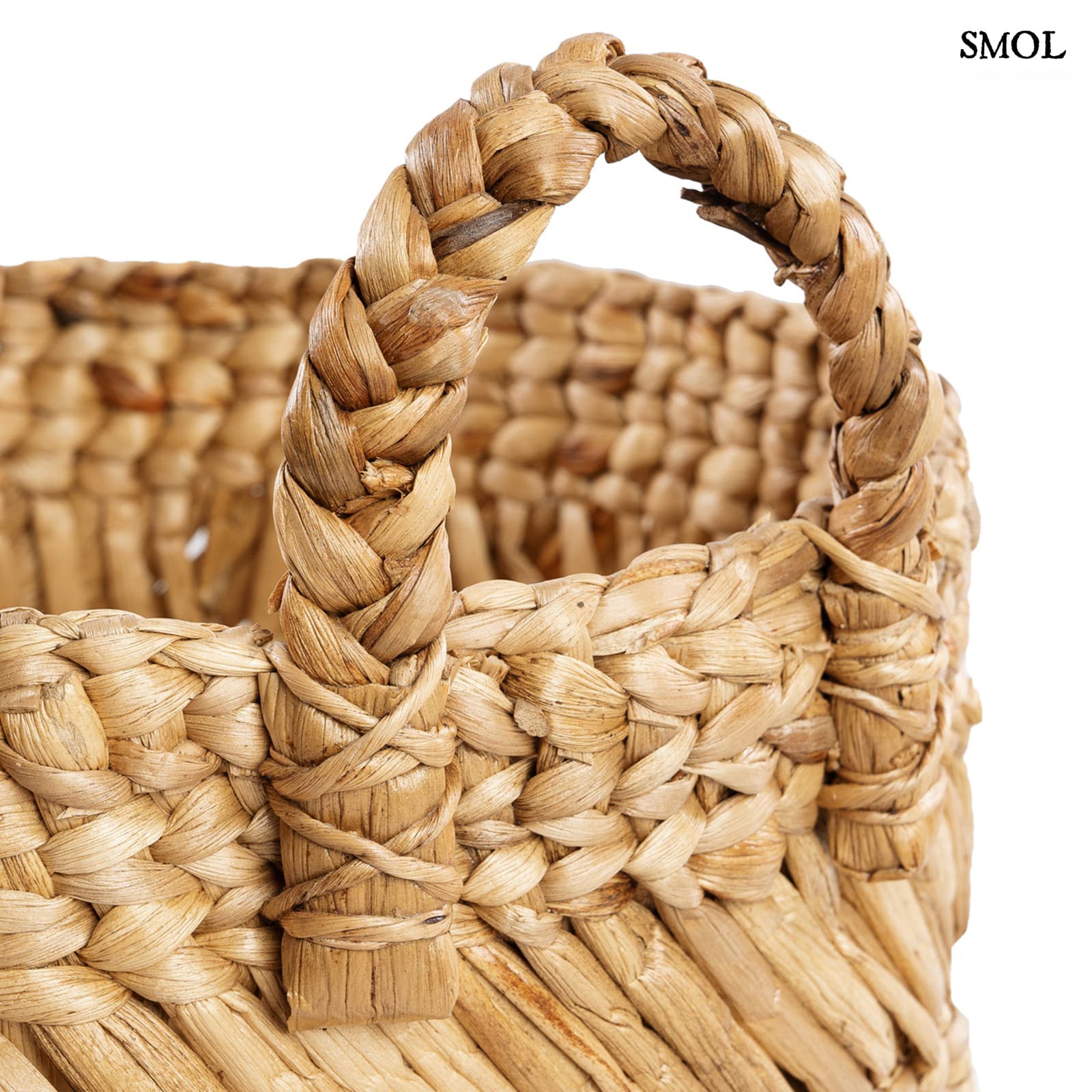 BANANA ZIGZAG - nagyméretű banánlevél tárolókosár- 40 cm - smol.hu  - fül fonat nagyítva
