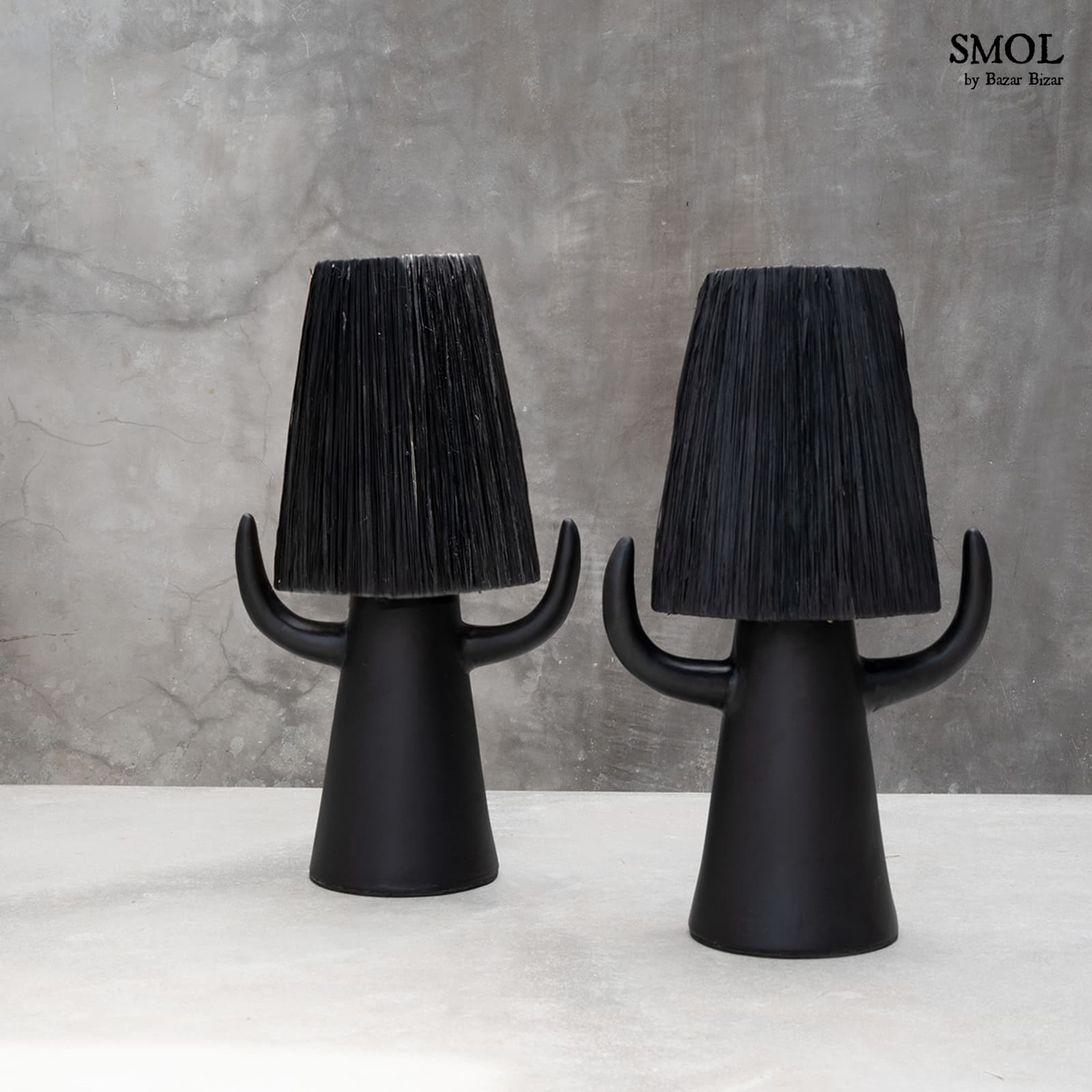 smol.hu- BILLY, fekete asztali lámpa, 60 cm 2 lámpa egymás mellett