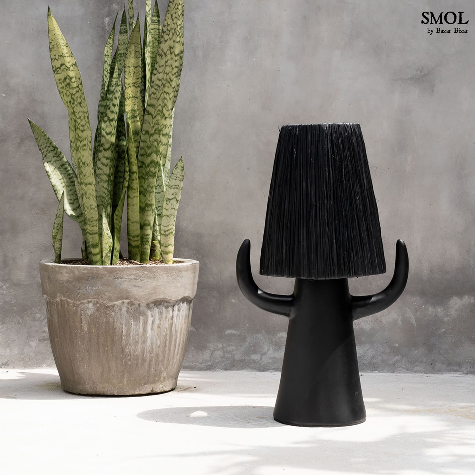 smol.hu- BILLY, fekete asztali lámpa, 60 cm növénnyel