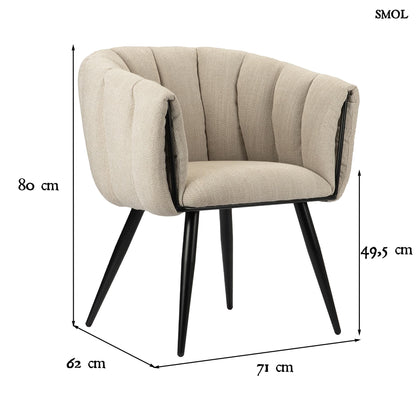 BREEZE BEIGE, 2 db kárpitozott étkezőszék - smol.hu - méretekkel