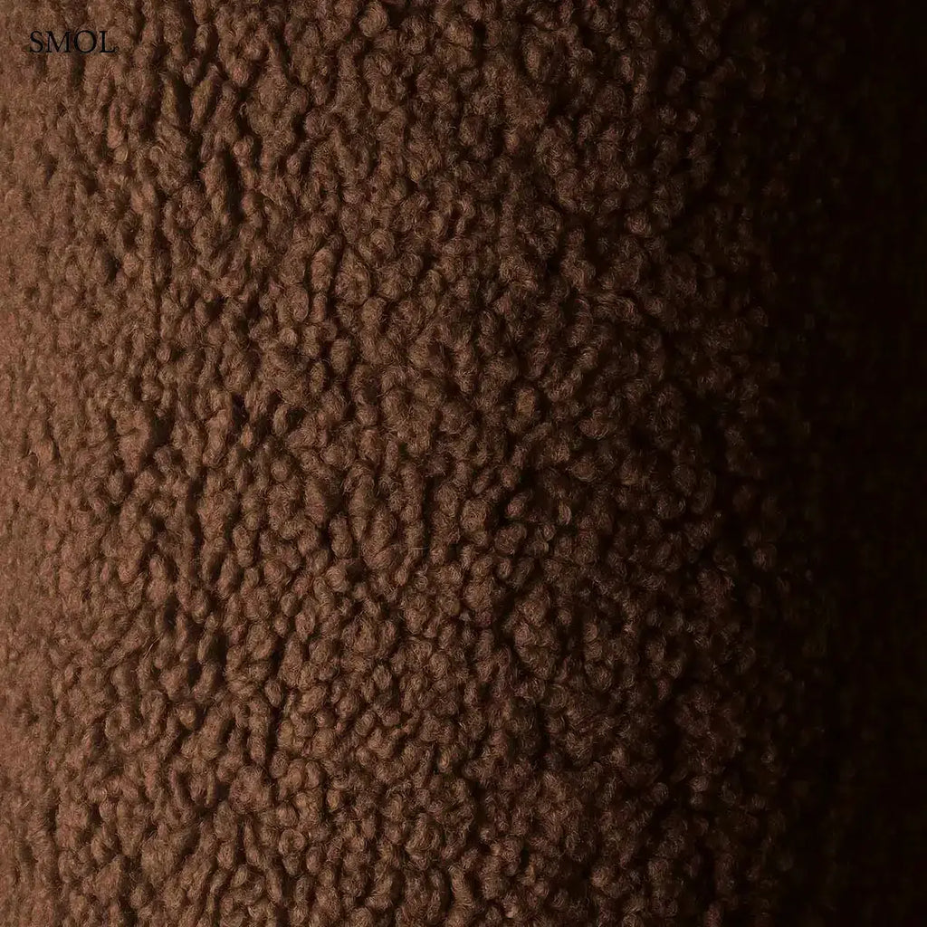 WARM HAZEL mogyoróbarna teddy szövetű gyerek babzsákfotel, anyag nagyítva