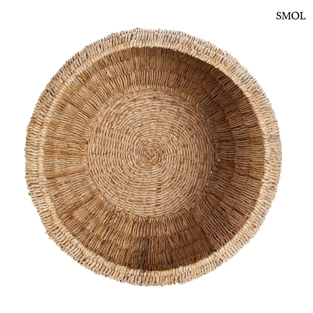 Kerek natúr banánlevél tárolókosár, XL méret, 58×37 cm, felülről