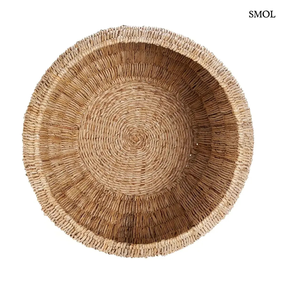 Kerek natúr banánlevél tárolókosár, XL méret, 58×37 cm, felülről