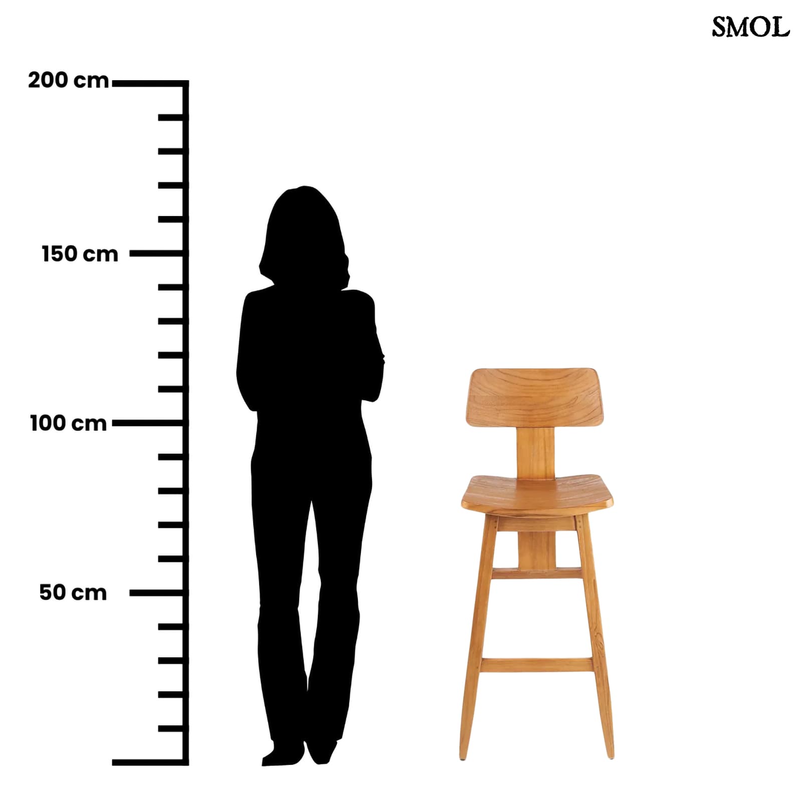 Bárszék -  természetes teakfa, 109 cm | LOVYA - smol.hu - méretarányosan