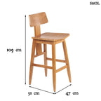 Bárszék -  természetes teakfa, 109 cm | LOVYA - smol.hu - méretekkel