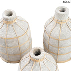 Beton Hatású Terrakotta Váza Rattan Díszítéssel, 23 cm | WHOOPY | SMOL - felülről
