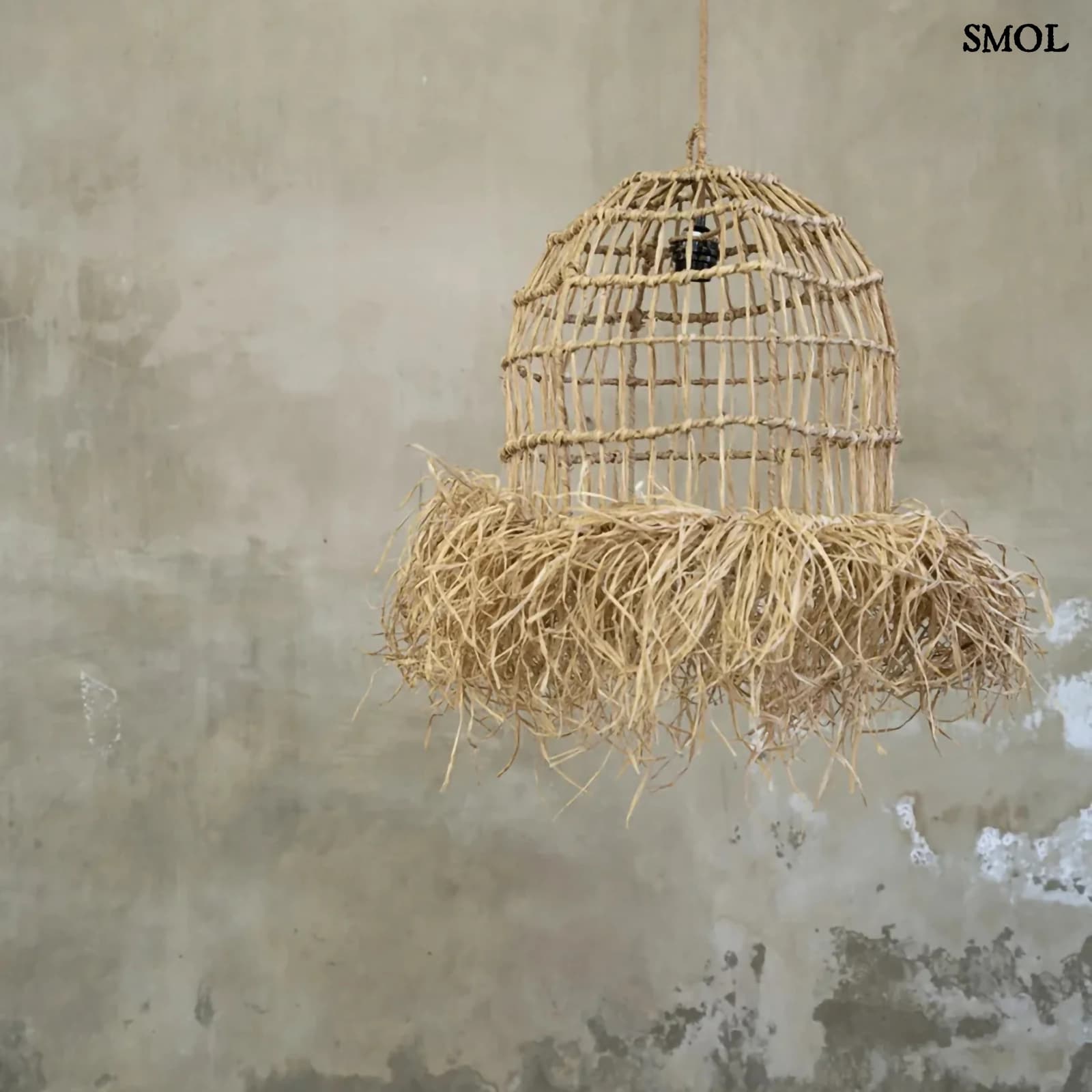 Bohó, Fonott Fű Lámpaernyő, 40 cm | CASITA | SMOL - rusztikus háttérrel