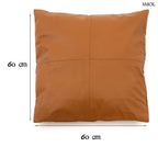 Luxus camel barna bőr díszpárnahuzat négypaneles tűzéssel és elegáns textúrával, méretekkel