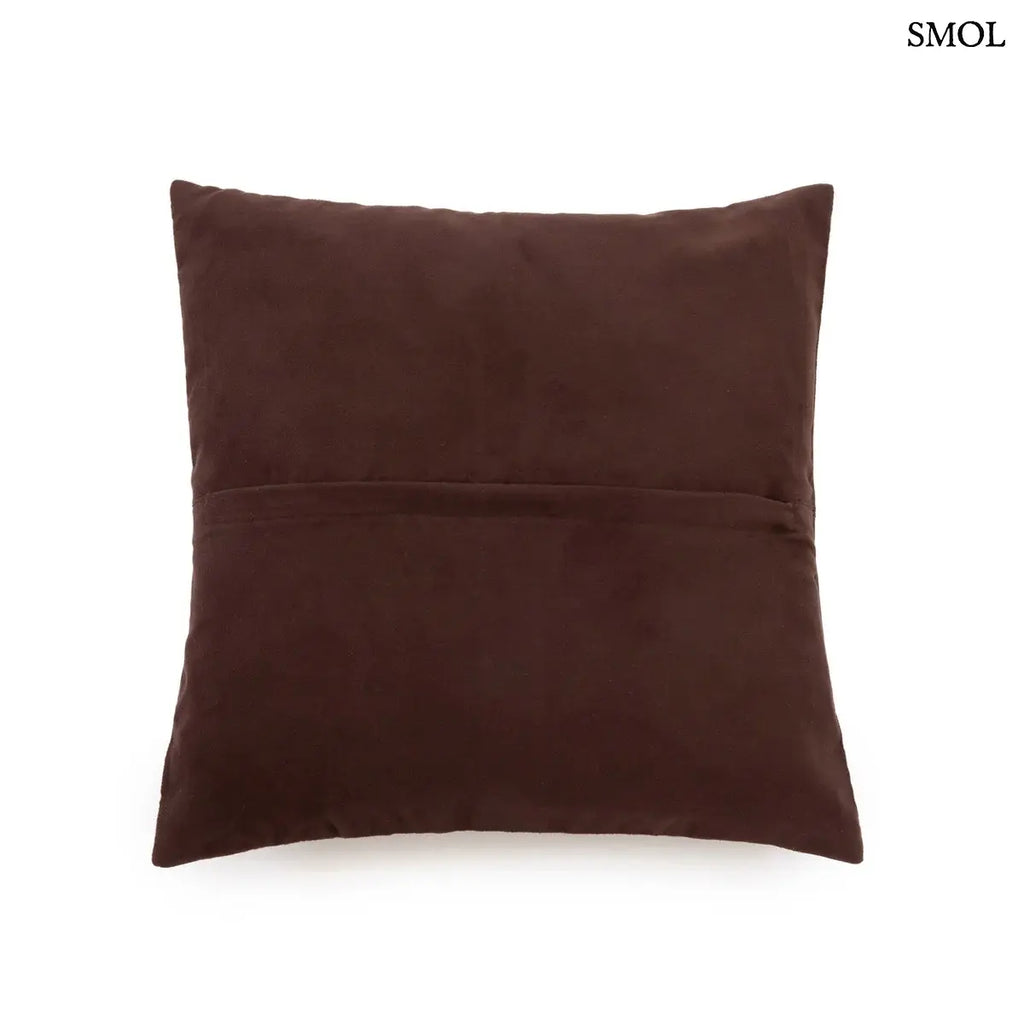 Négypaneles barna borjúbőr párnahuzat prémium minőségben, hátulról