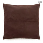  Négypaneles csokoládébarna valódi bőr díszpárnahuzat 60x60 cm-es méretben, prémium borjúbőrből, hátulról