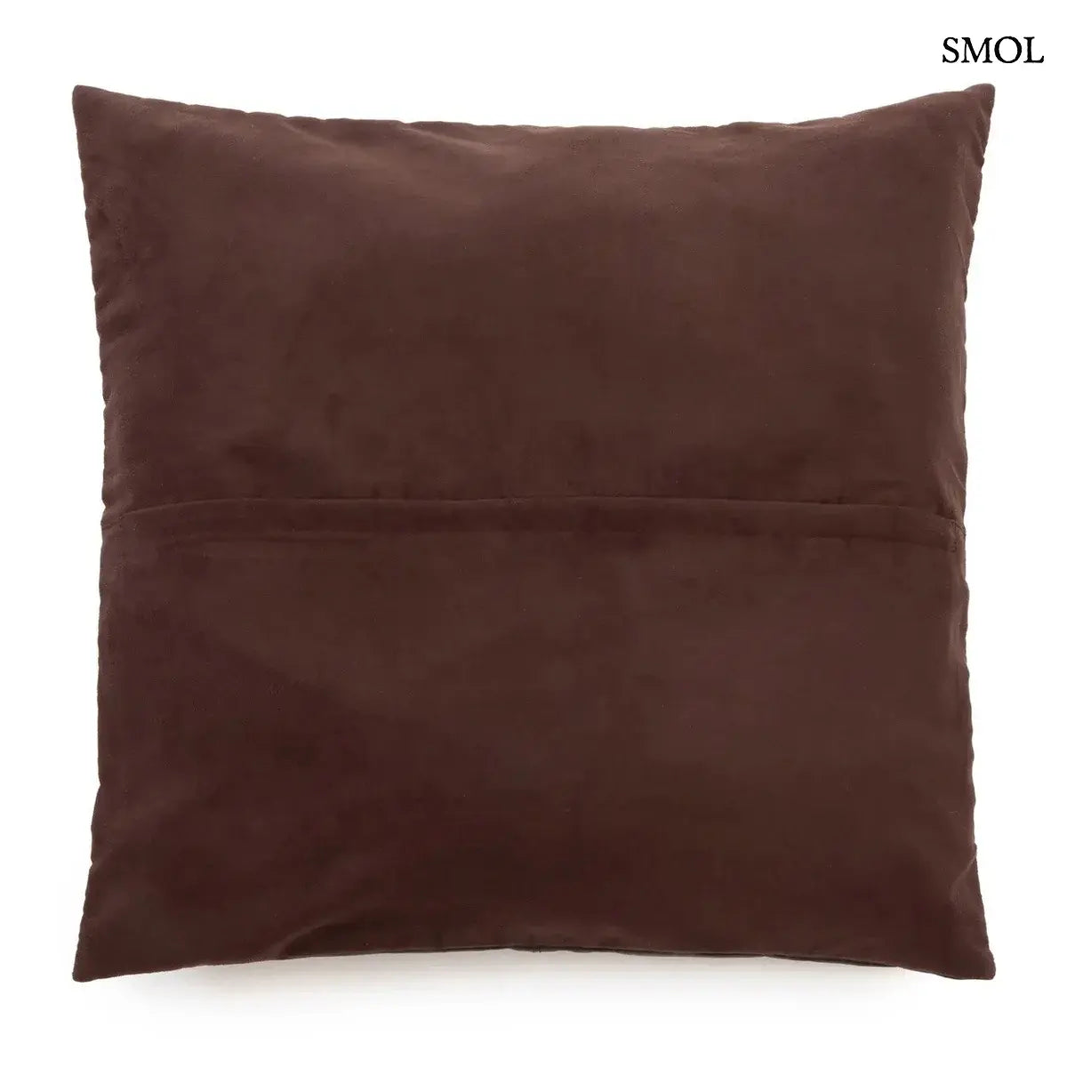  Négypaneles csokoládébarna valódi bőr díszpárnahuzat 60x60 cm-es méretben, prémium borjúbőrből, hátulról