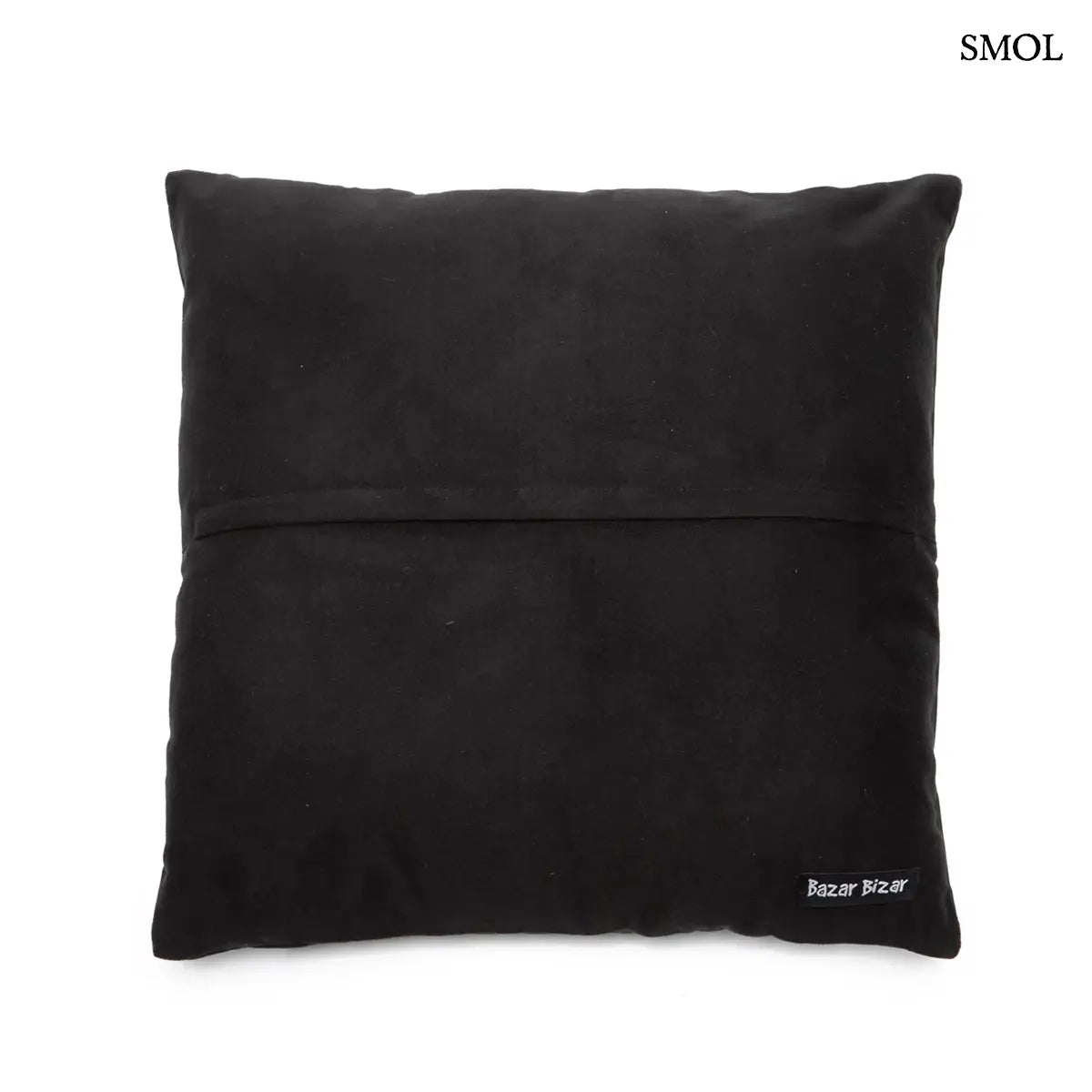 Fekete négyzet mintás valódi bőr díszpárnahuzat 40×40 cm, hátulról