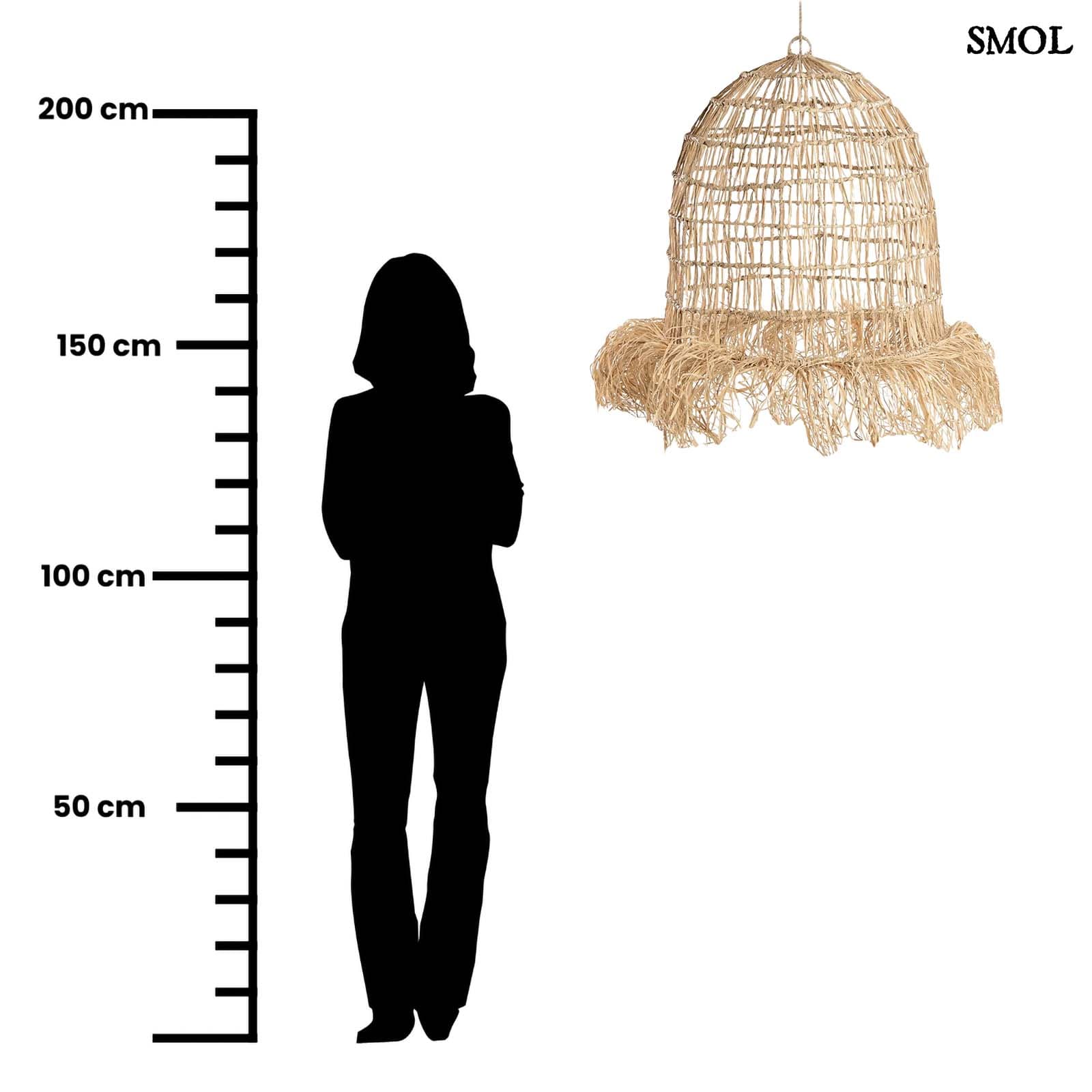 CASITA, természetes függőlámpaernyő, 85 cm - smol.hu - méretarányosan