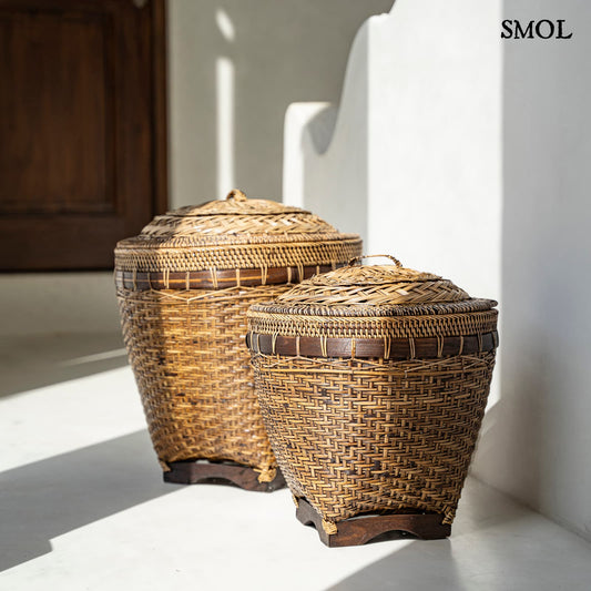 COLONIAL - rattan tárolókosár – natúr-barna, 45 cm - smol.hu - két méretben szobában