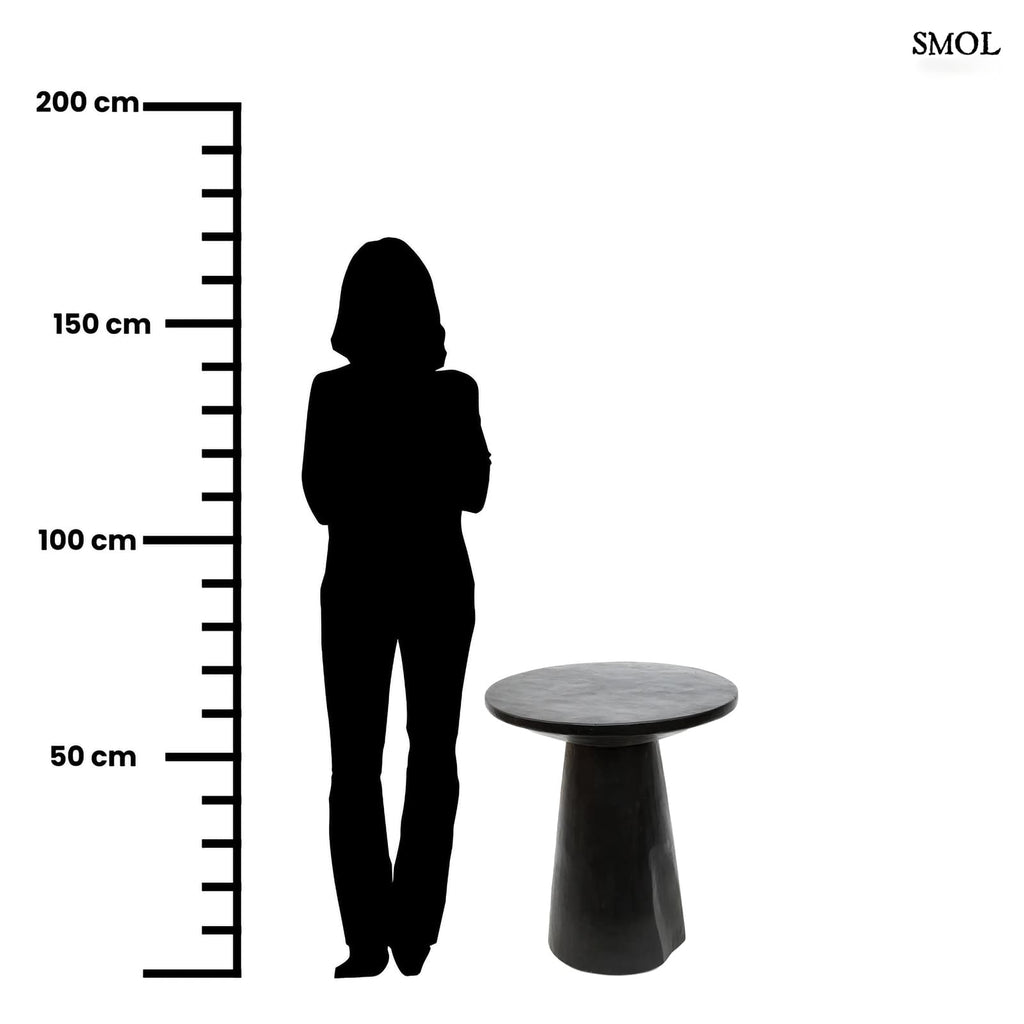 CONIC, fekete, fa kisasztal, ⌀50 cm - smol.hu - mérerarányosan