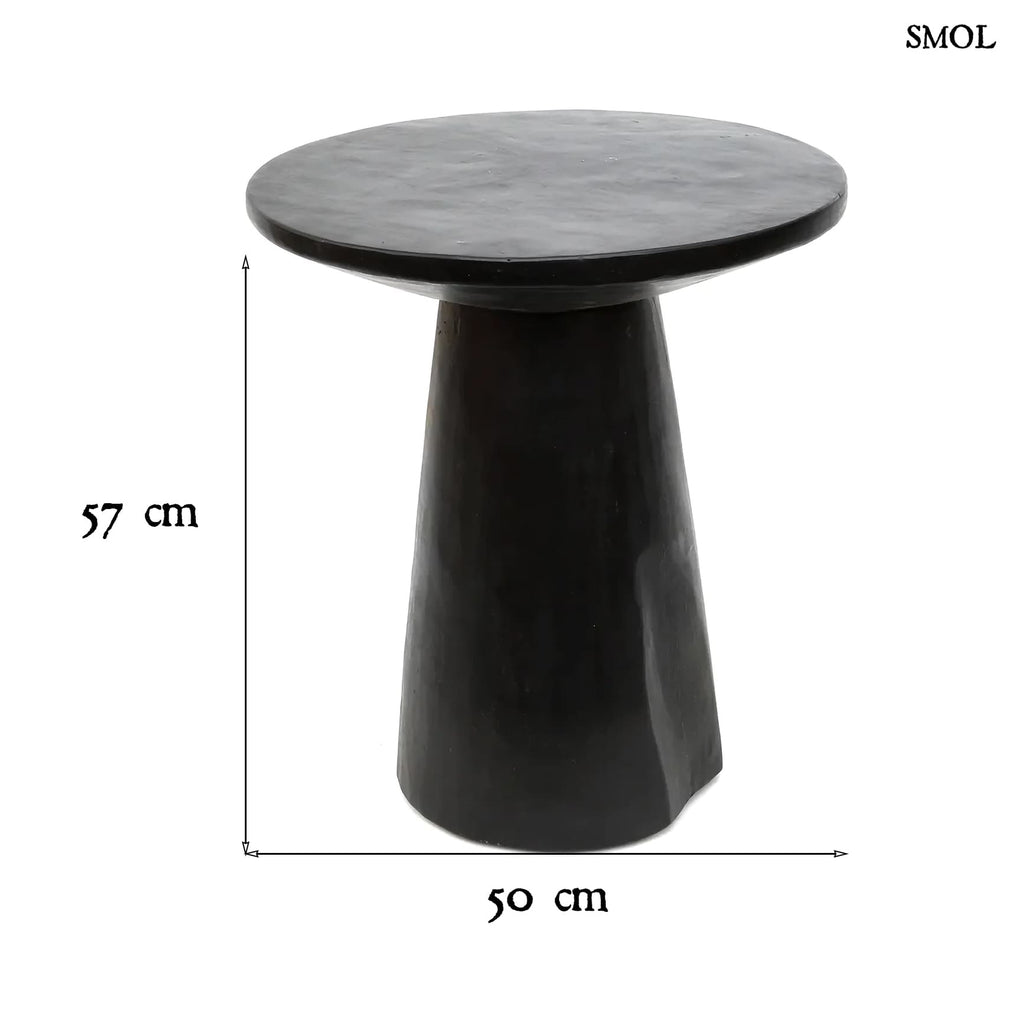 CONIC, fekete, fa kisasztal, ⌀50 cm - smol.hu - méretekkel