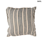 Díszpárnahuzat Nordic, 50x50 cm, lenvászon és bársony, natúr fekete csíkos fehér háttérrel