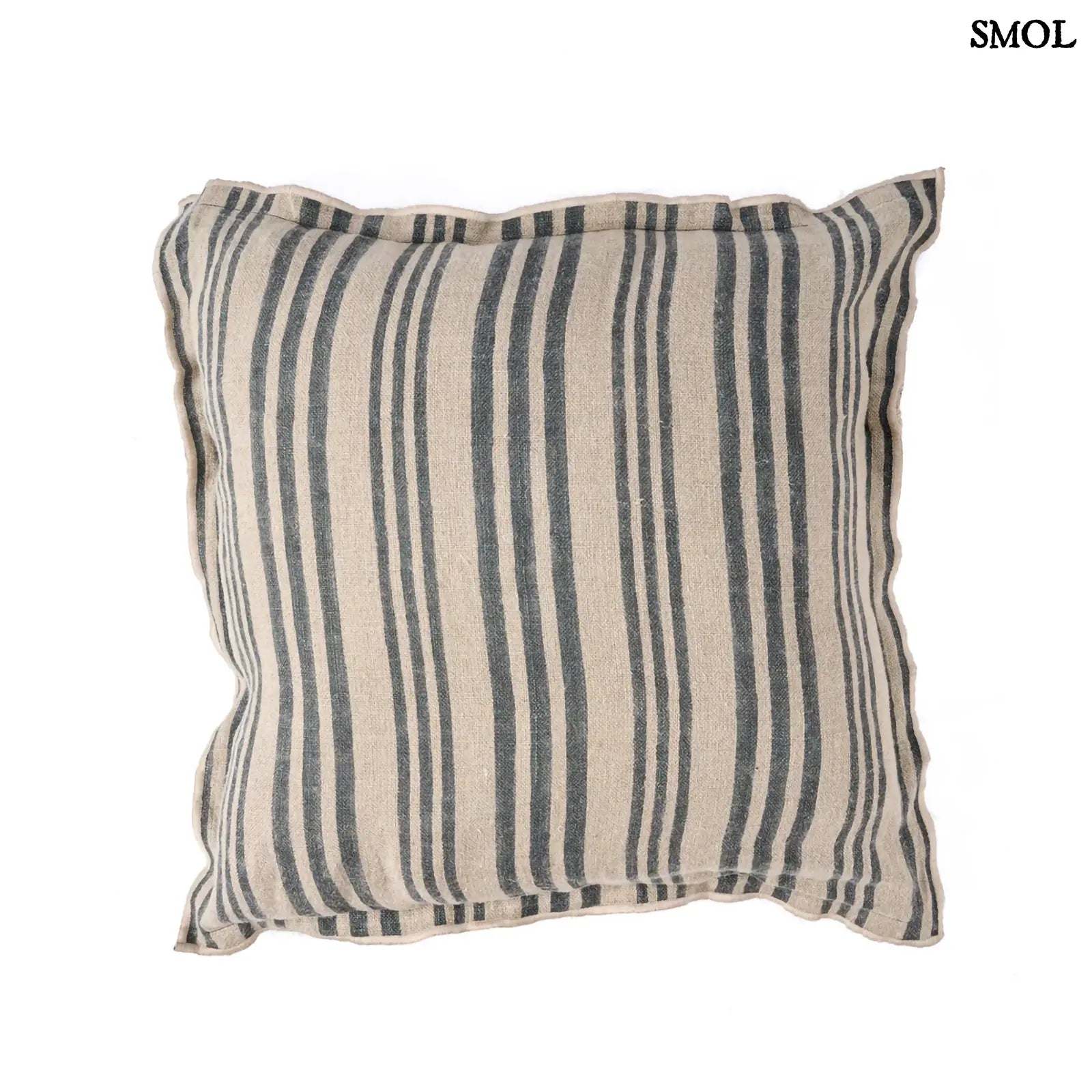 Díszpárnahuzat Nordic, 50x50 cm, lenvászon és bársony, natúr fekete csíkos fehér háttérrel