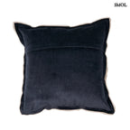 Díszpárnahuzat Nordic, 50x50 cm, lenvászon és bársony, natúr fekete csíkos hátulról