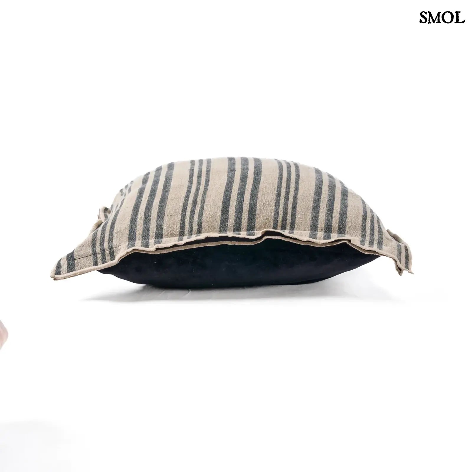 Díszpárnahuzat Nordic, 50x50 cm, lenvászon és bársony, natúr fekete csíkos fektetve