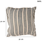 Díszpárnahuzat Nordic, 50x50 cm, lenvászon és bársony, natúr fekete csíkos méretekkel