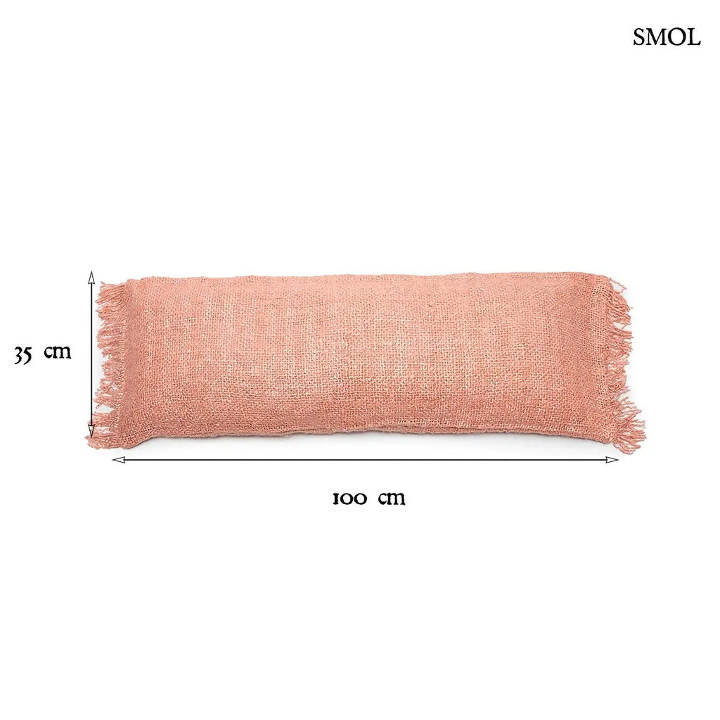 GEE díszpárnahuzat lazacrózsaszín pamutból, 35×100 cm, kézzel festett, méretekkel