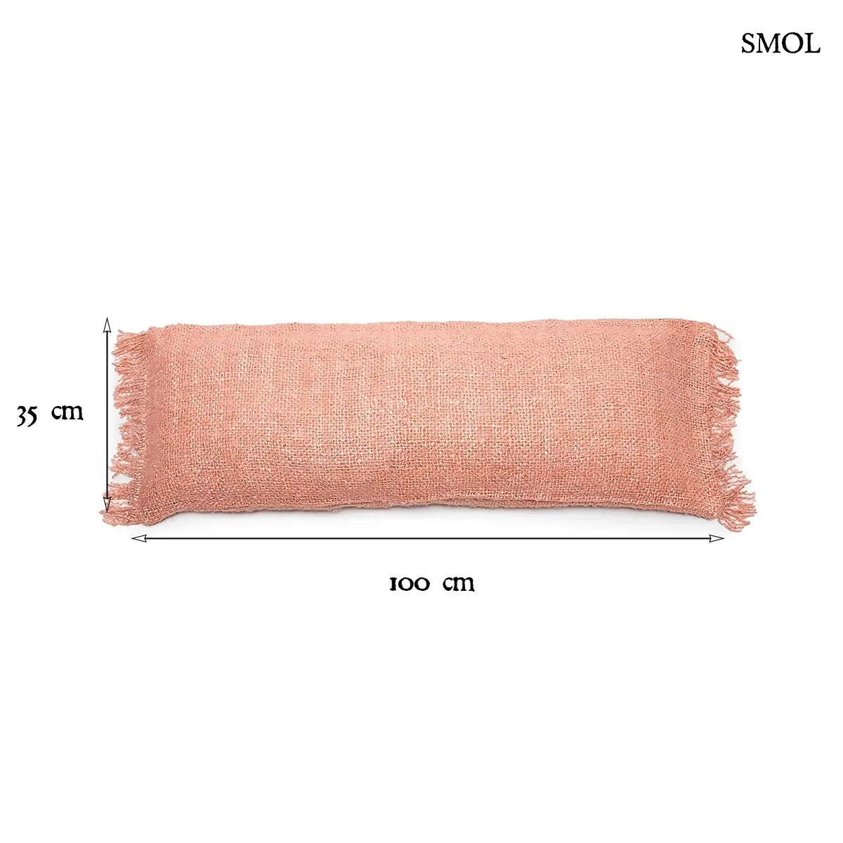 GEE díszpárnahuzat lazacrózsaszín pamutból, 35×100 cm, kézzel festett, méretekkel
