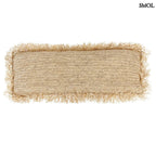 Kézzel szőtt, natúr raffia díszpárnahuzat (35x100), téglalap alakú, hosszú rojtos szegéllyel fehér háttérrel