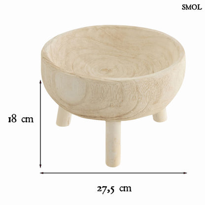 Dísztál- 3 lábbal, natúr, fa, 27,5 cm | KINGSLEY - smol.hu - méretekkel