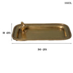 Antik arany sárgaréz dísztál ékszereknek, sarkában kis kacsa figurával, méretekkel