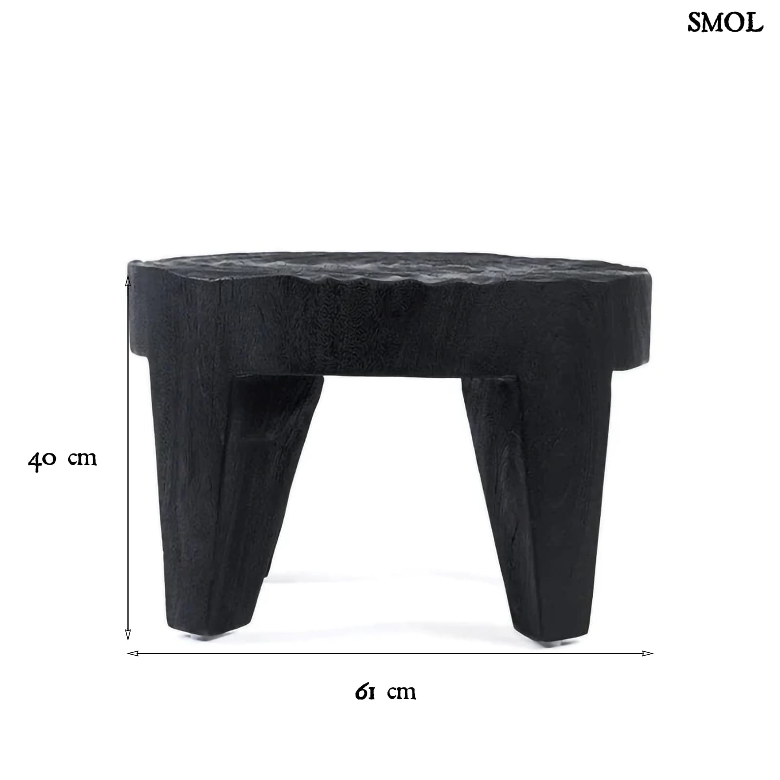 Dohányzóasztal - fekete, fa | MADERO | SMOL - méretekkel