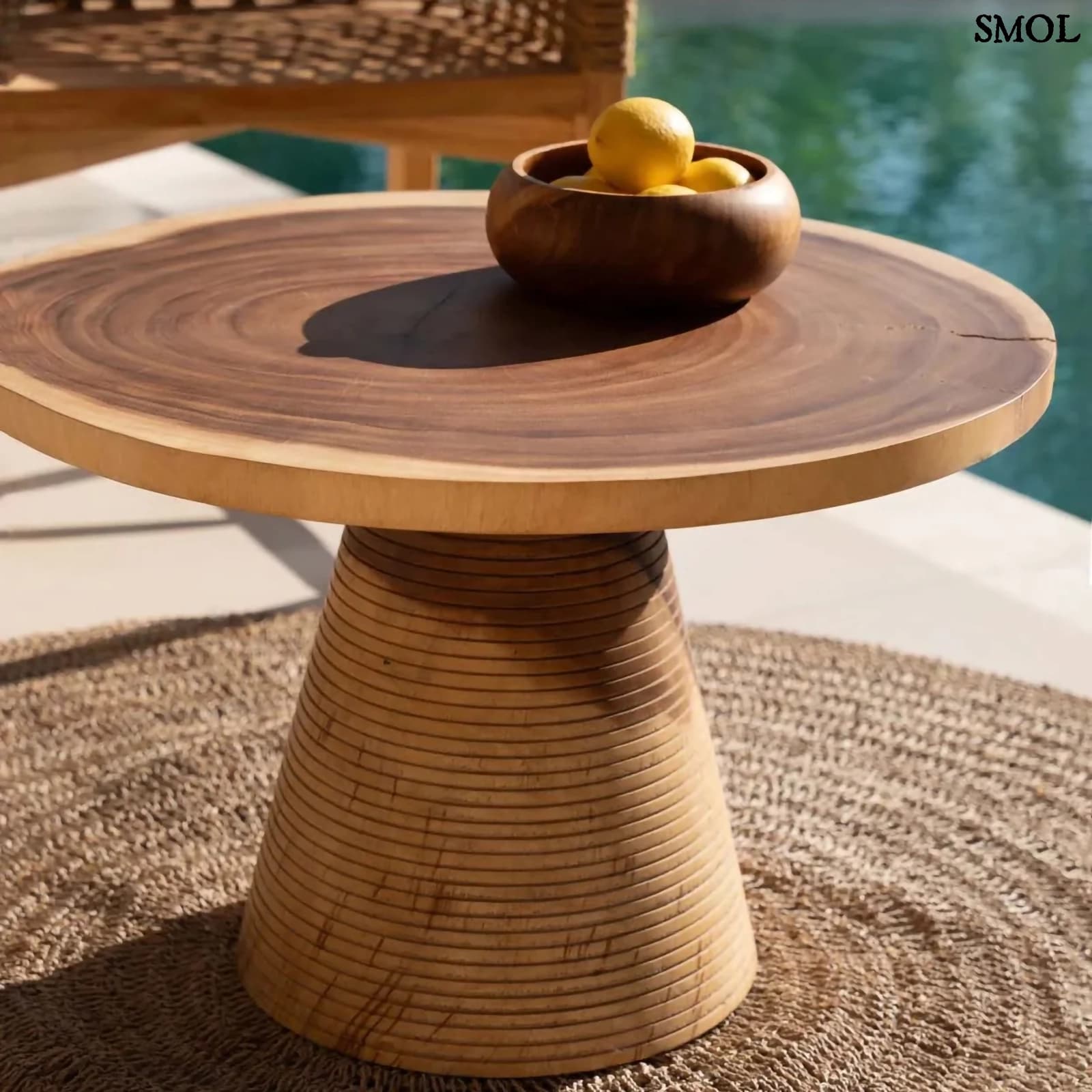 Dohányzóasztal - természetes fa, natúr | MATATA | SMOL - szőnyegen, tállal