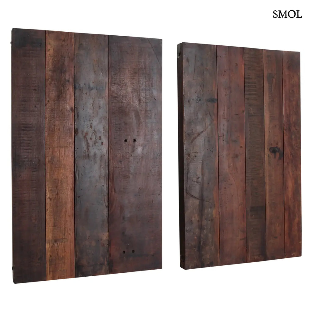 FACTORY összecsukható dohányzóasztal újrahasznosított fából, fém sarkokkal – 120 × 45 × 75 cm asztallap felülről