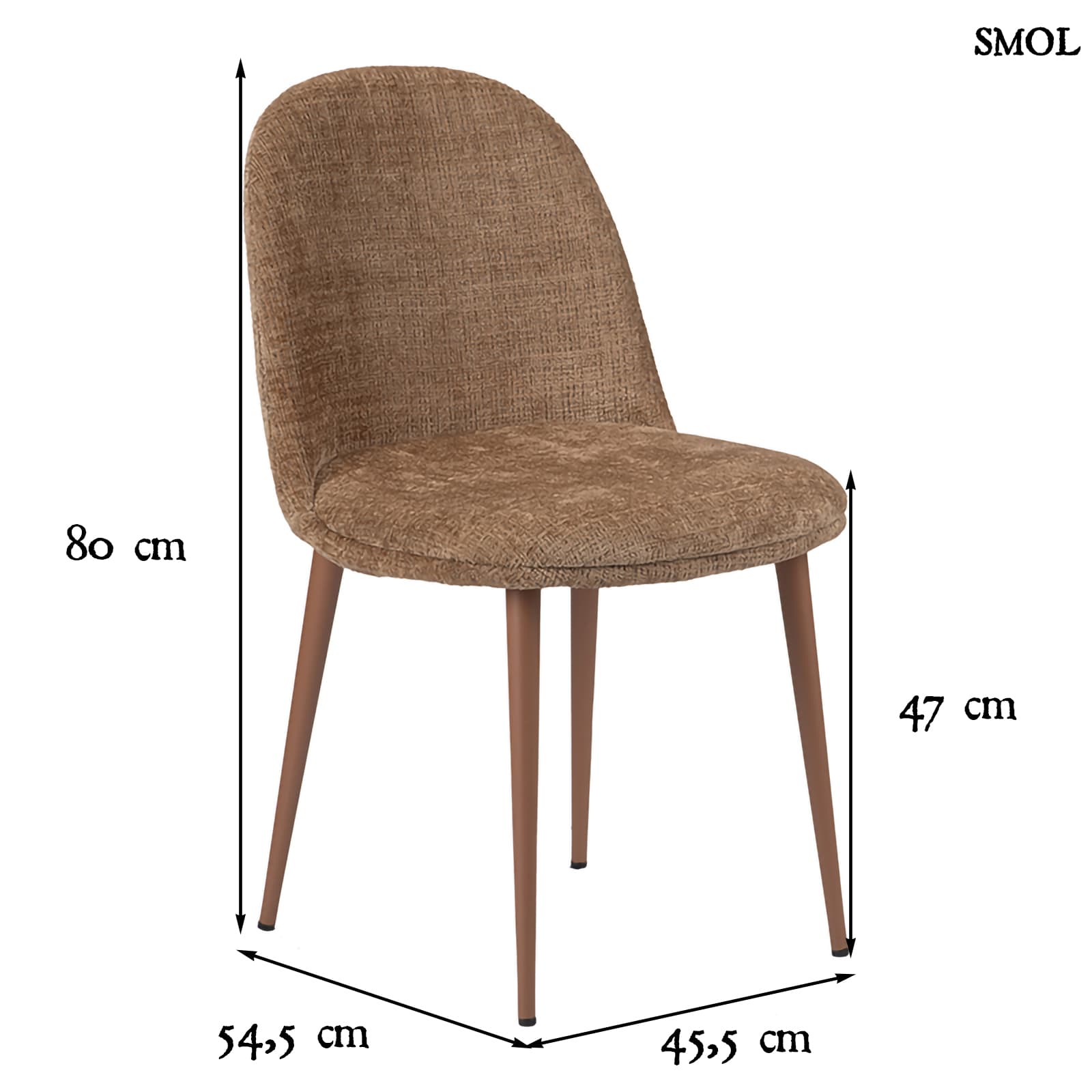 EGG CHAIR CARAMEL, 2 db kárpitozott étkezőszék - smol.hu - méretekkel