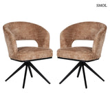 Dining chair – caramel chenille, with armrests, fixed base, 2 pcs | AVENA