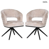Dining chair – cream chenille, with armrests, fixed base, 2 pcs | AVENA