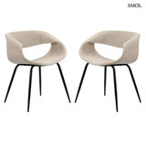 Dining chair – organic shape, beige, with armrests, 2 pcs | WHALE