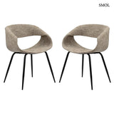 Dining chair – organic shape, sand beige, with armrests, 2 pcs | WHALE