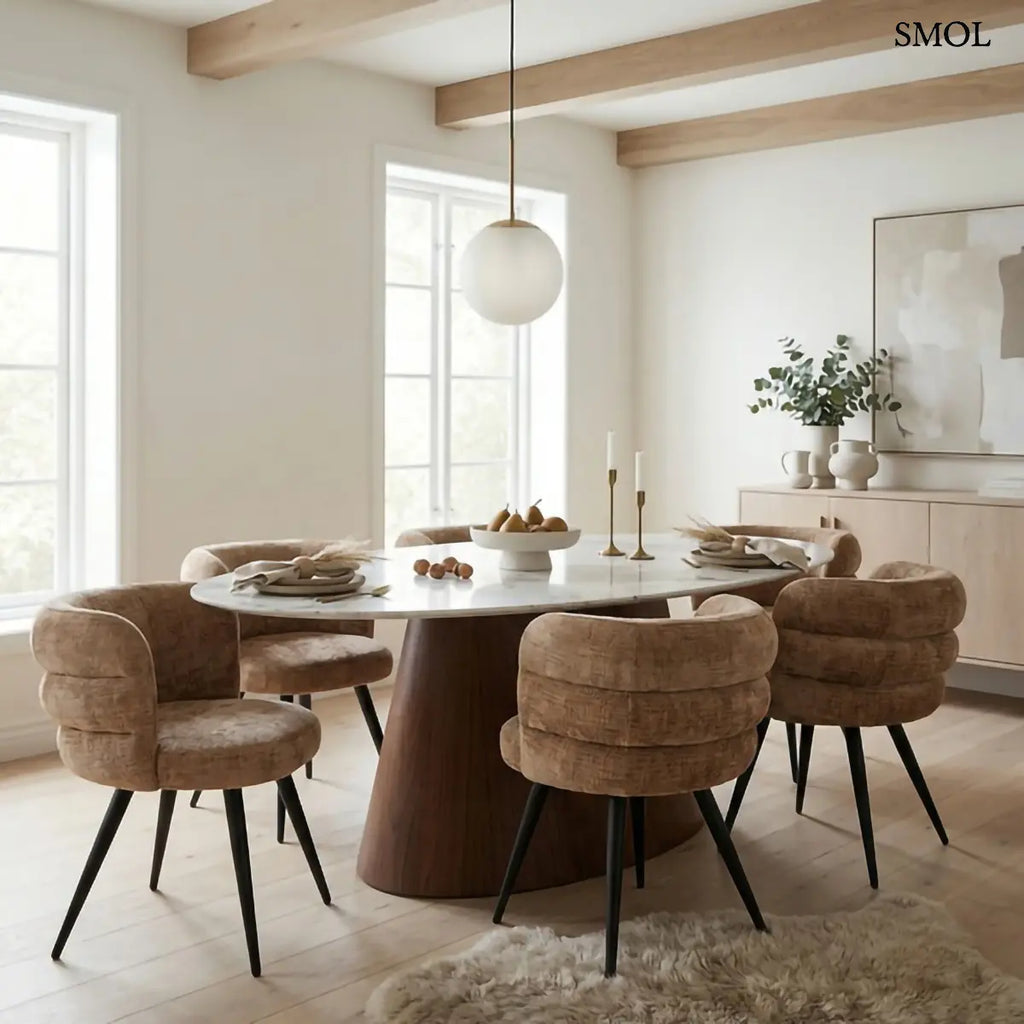 CLOUD karamell kárpitozott felhő alakú étkezőszék szett 2 db, étkezőasztal körül