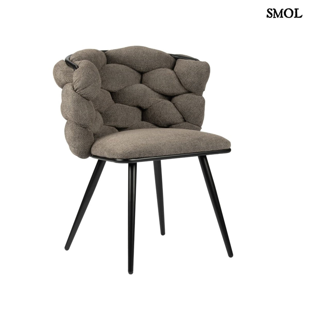 ROCK taupe zsenília étkezőszék szett (2 db) párnás, fonott háttámlával, szembe forgatva