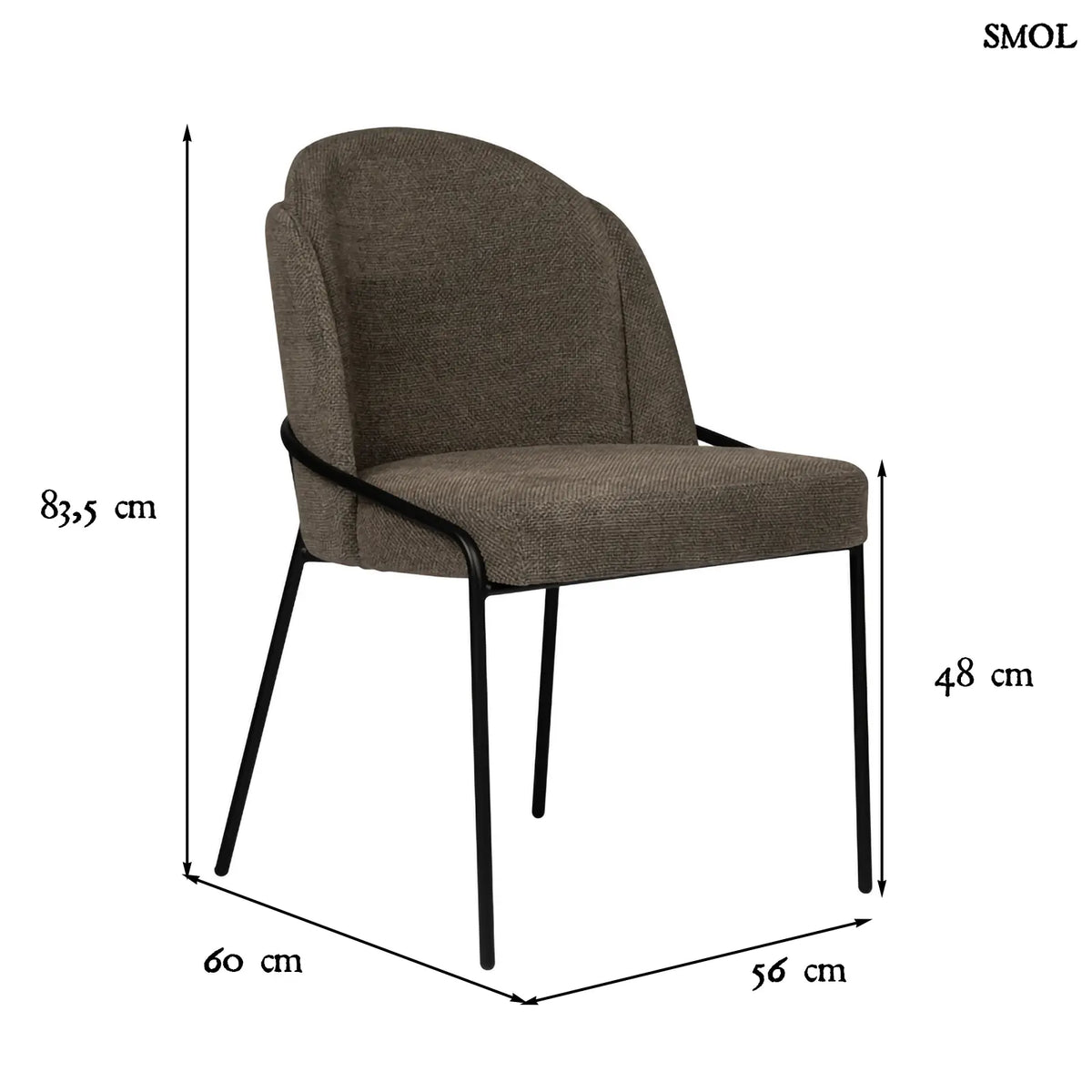 FJORD taupe kárpitozott étkezőszék szett 2 db ívelt háttámlával, méretekkel