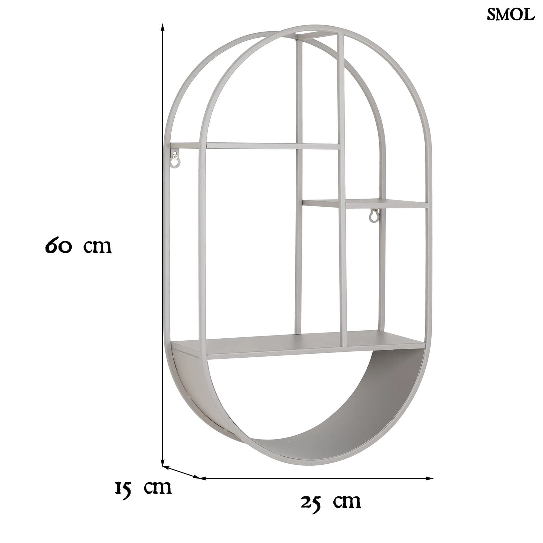 FEIRA, ovális, fém fali polc, 60 cm - smol.hu