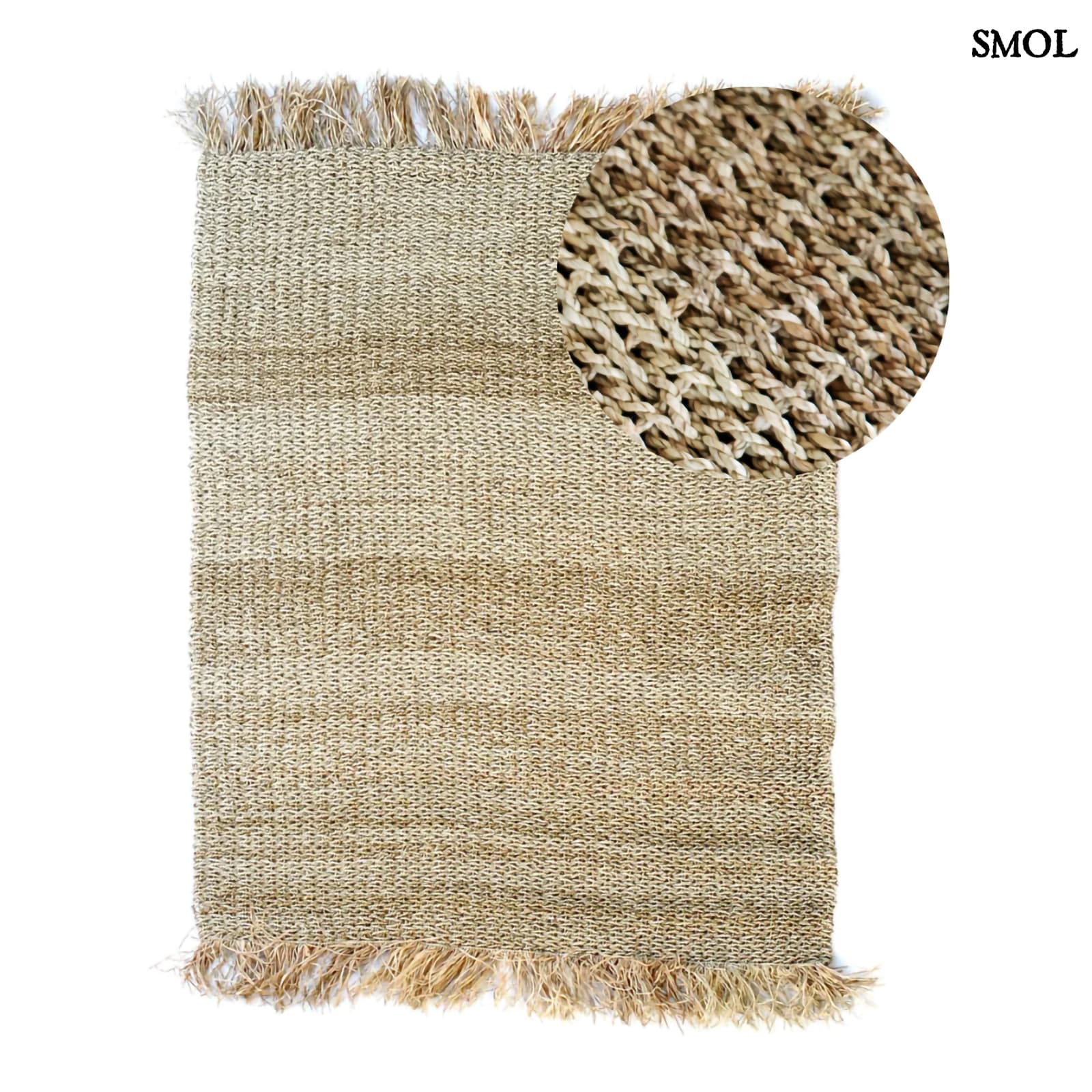 FRINGED, természetes raffia szőnyeg, 240x180 - smol.hu - nagyított részlettel