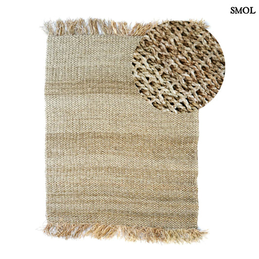 FRINGED, természetes raffia szőnyeg, 240x180 - smol.hu - nagyított részlettel