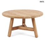 FUSUMA, nagyméretű, teakfa dohányzóasztal, ⌀80 cm - smol.hu - fehér háttérrel