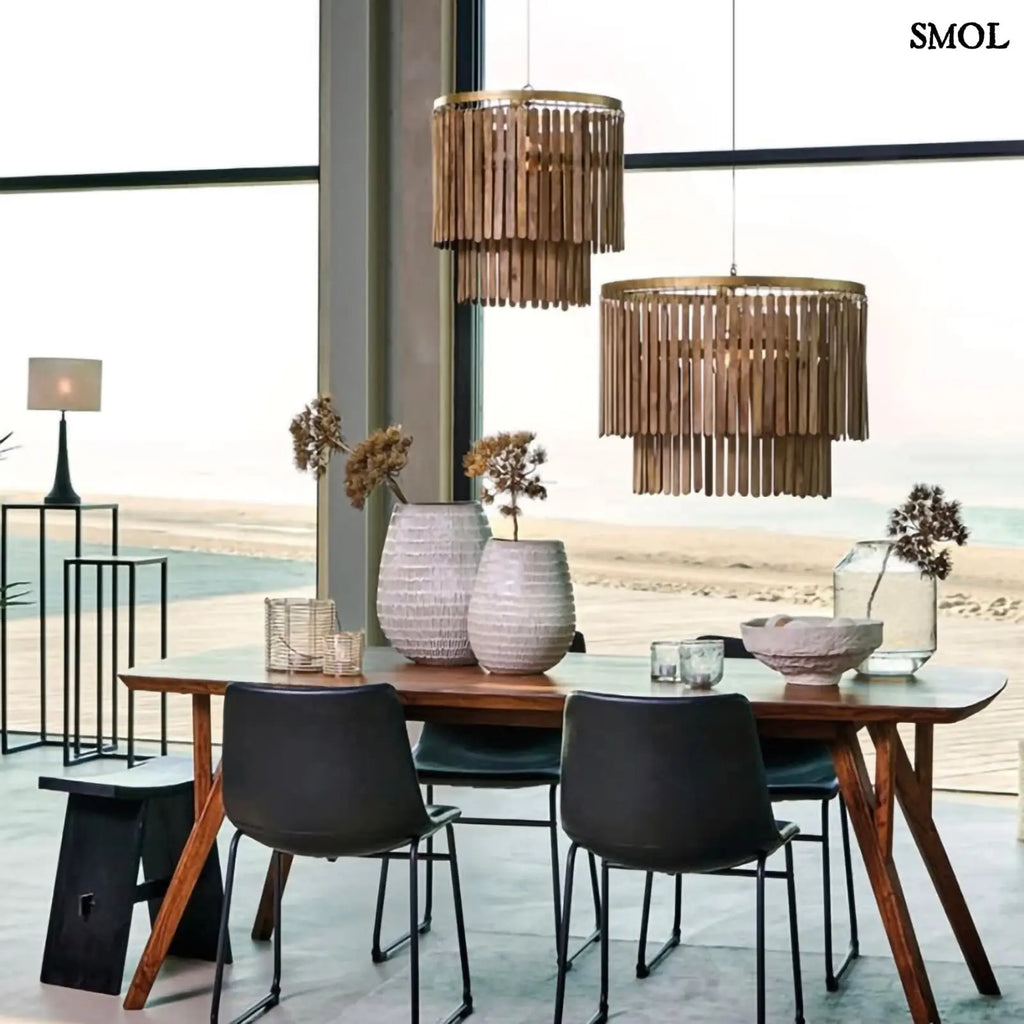 Fa Függőlámpa - természetes, modern | TULARE | SMOL - étkezőasztal felett