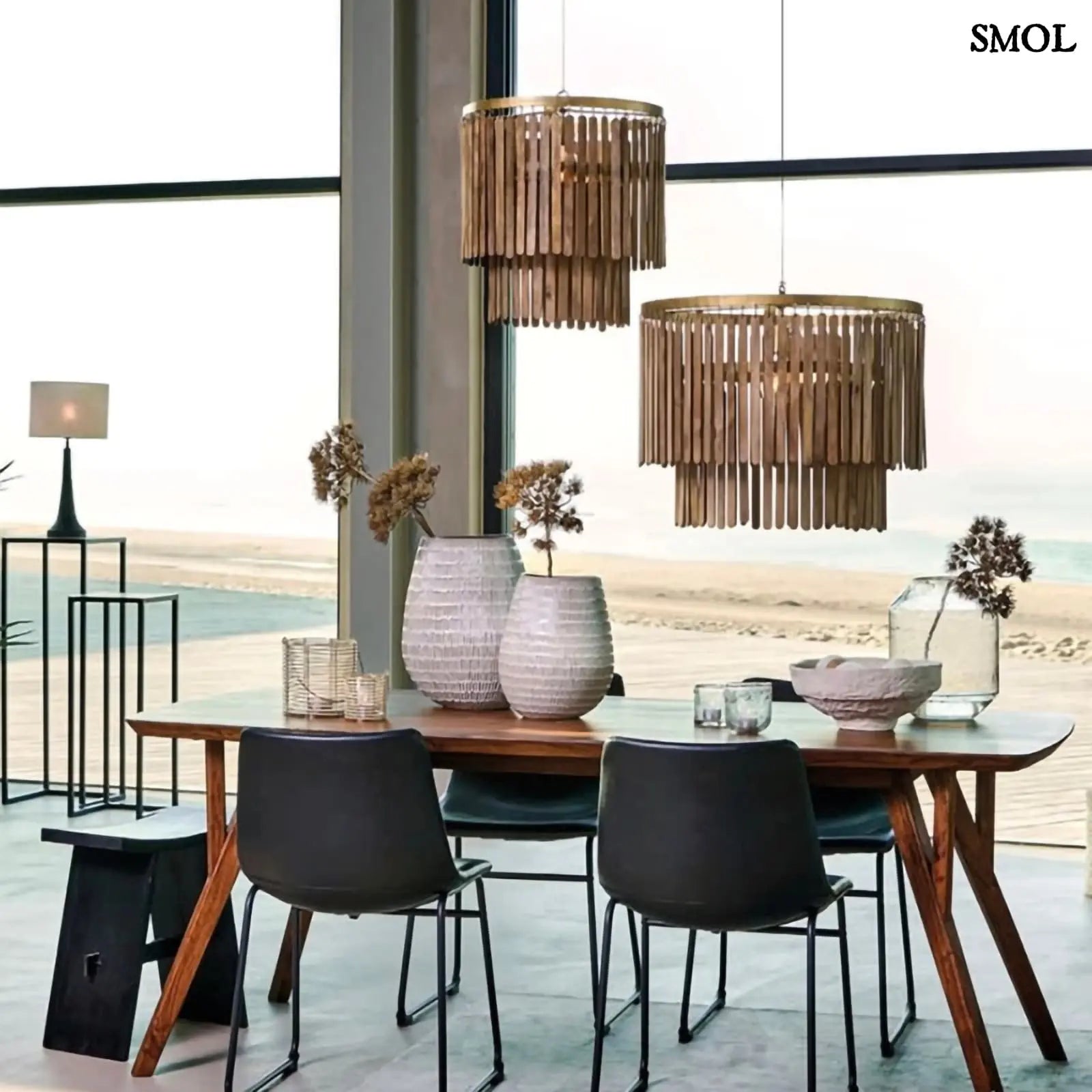 Fa Függőlámpa - természetes, modern | TULARE | SMOL - étkezőasztal felett