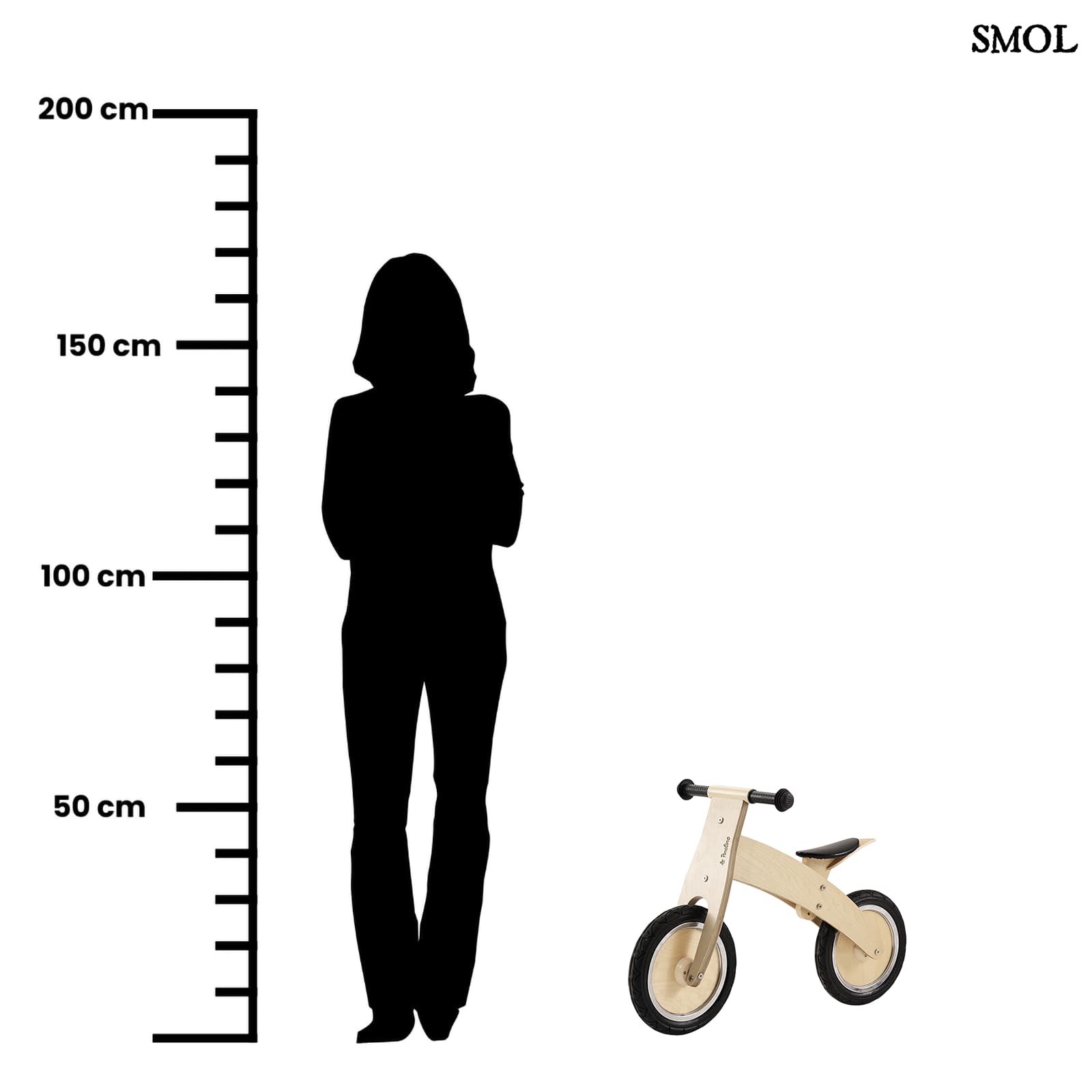 Fa Futóbicikli Gyerekeknek, natúr | LINO | SMOL - méretarányosan, felnőttel