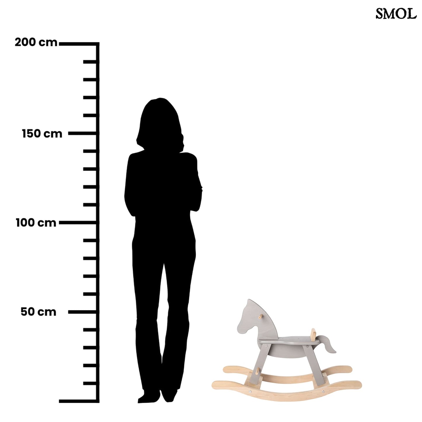 Fa Hintaló Biztonsági Gyűrűvel | GREY HORSE | SMOL - méretarányosan