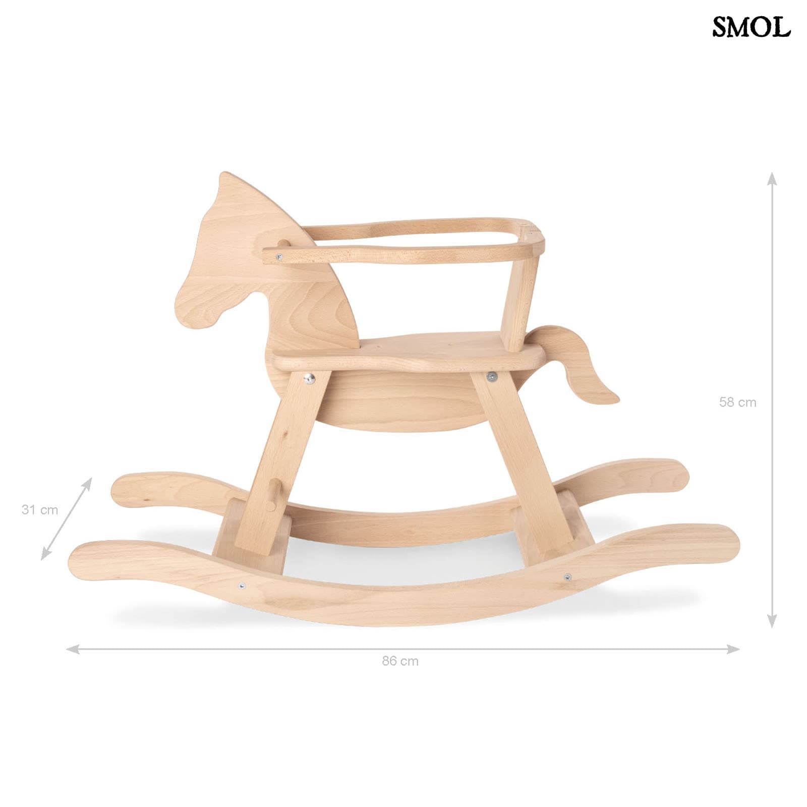 Fa Hintaló Biztonsági Gyűrűvel | HORSE | SMOL - méretekkel